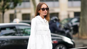 Streetstyle weißes Kleid mit Lochstickerei