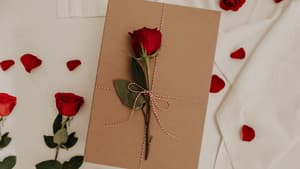 Valentinstagsgeschenk mit Rose