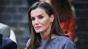 Königin Letizia im grauen Kleid