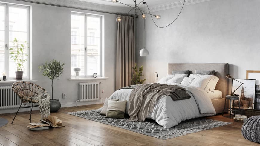 Schlafzimmer mit Bett Wohnung