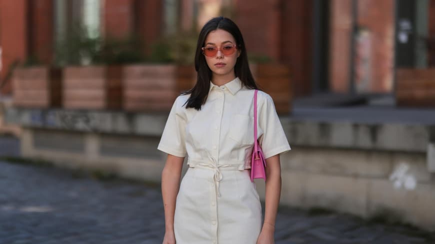 Frau Streetstyle Minikleid beige