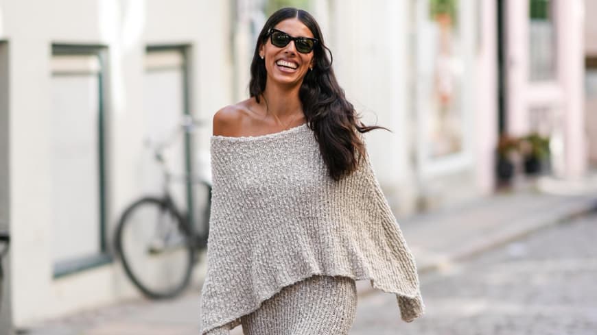 Strickset Streetstyle beige Frau