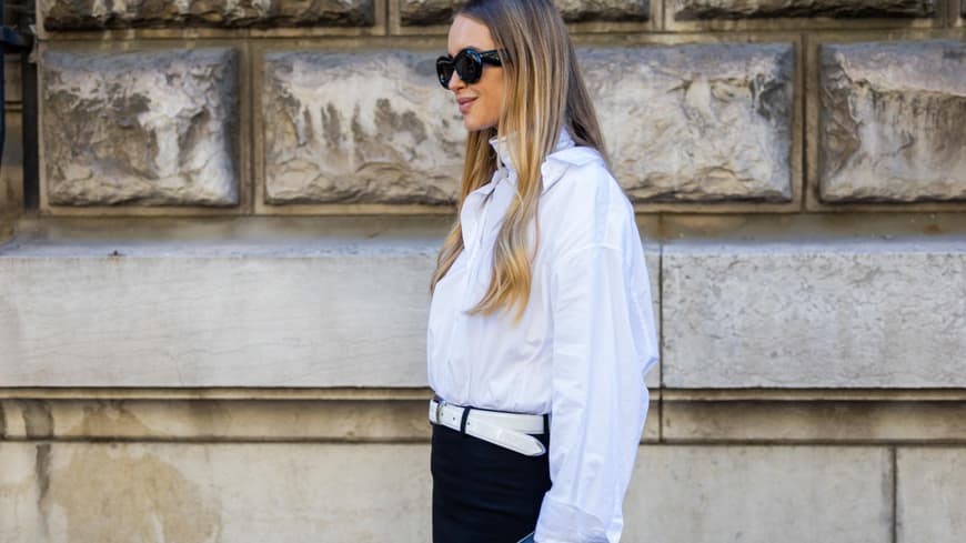 Pernille Teisbaek Streetstyle weißes Hemd Paris Fashion Week