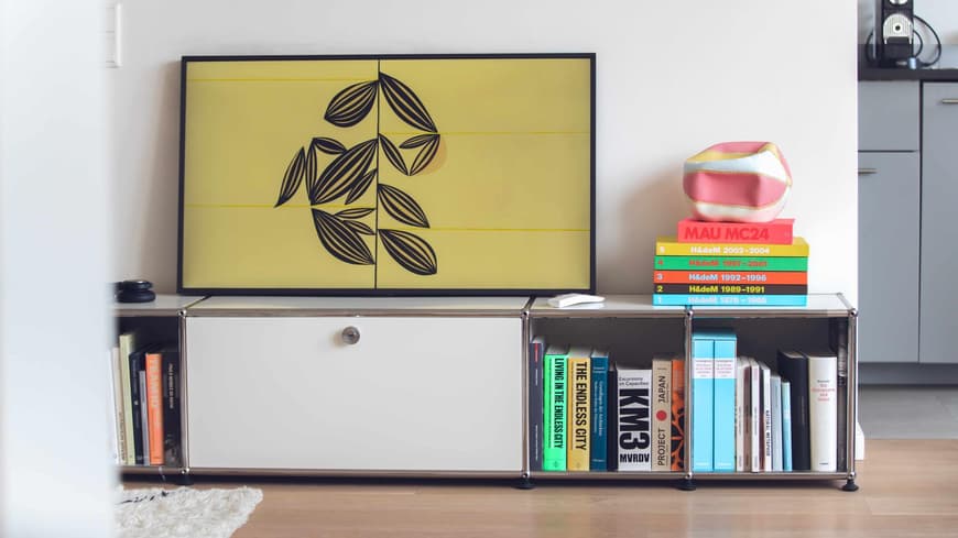 Wohnzimmer Sideboard Bücher Bild weiß