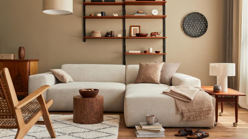 Wohnzimmer Einrichtung beige braun