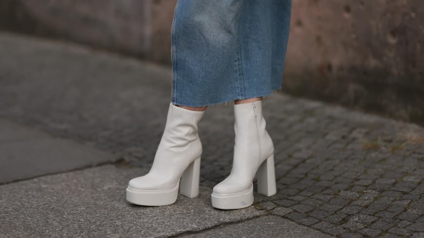 Weiße Plateau Stiefel
