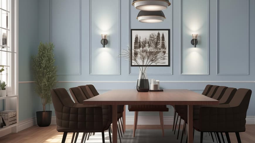 Blaue Wand im Esszimmer