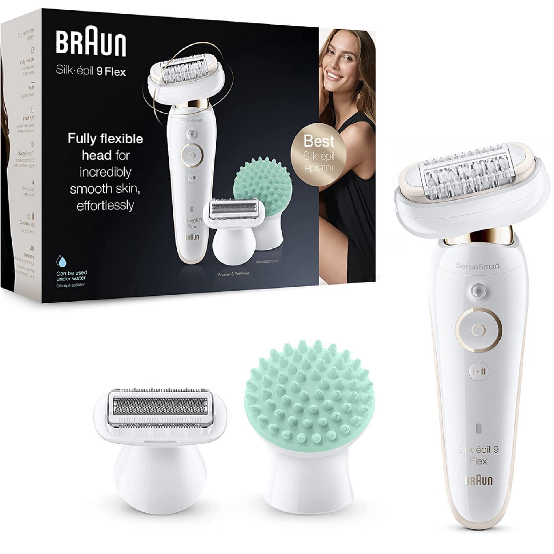 Braun Silk-épil 9 Flex Beauty-Set, Epilierer Damen, 6 Aufsätze