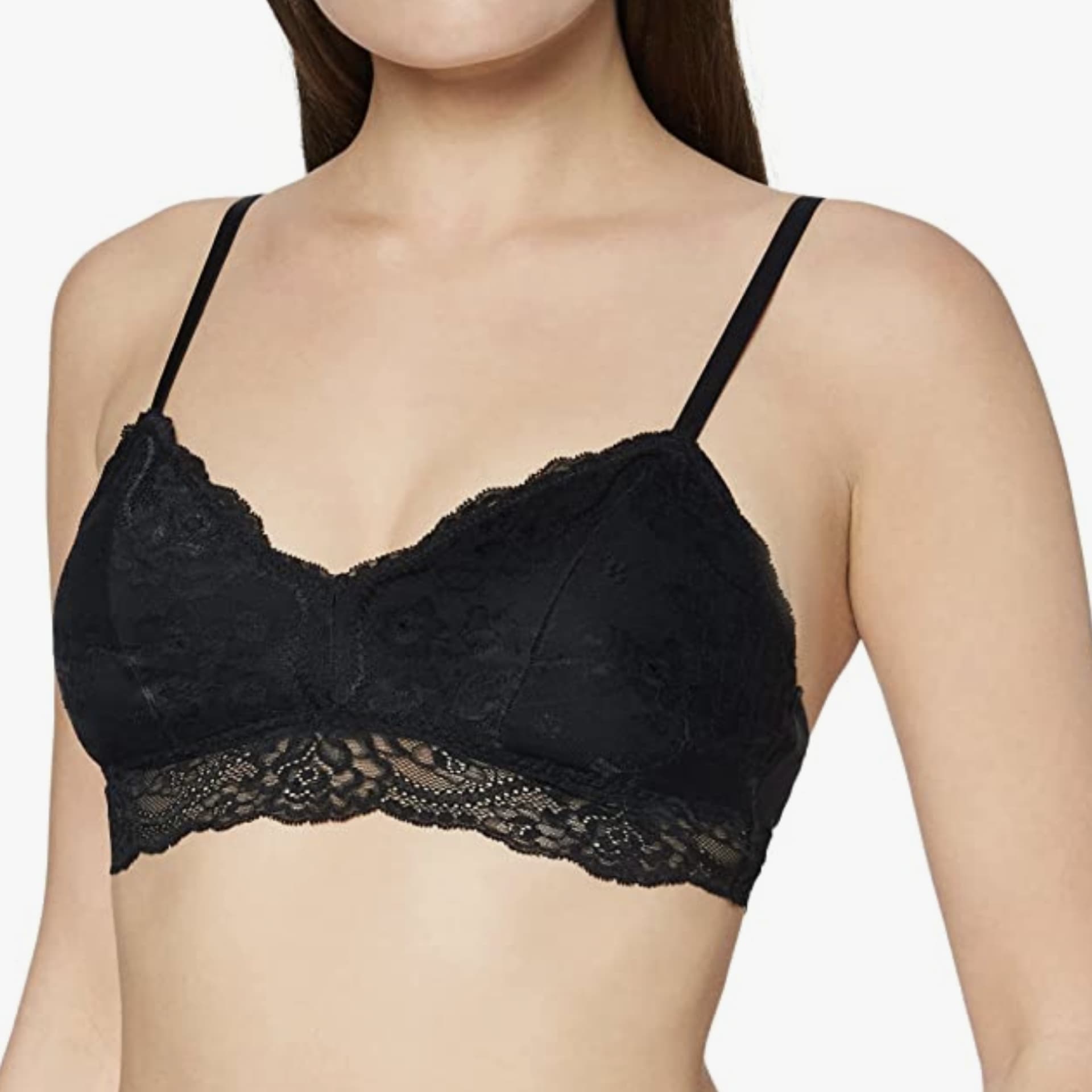 Iris & Lilly Damen Bustier Aus Spitze, Wattiert BH  schwarz