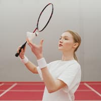 Badminton Frau spielt Badminton