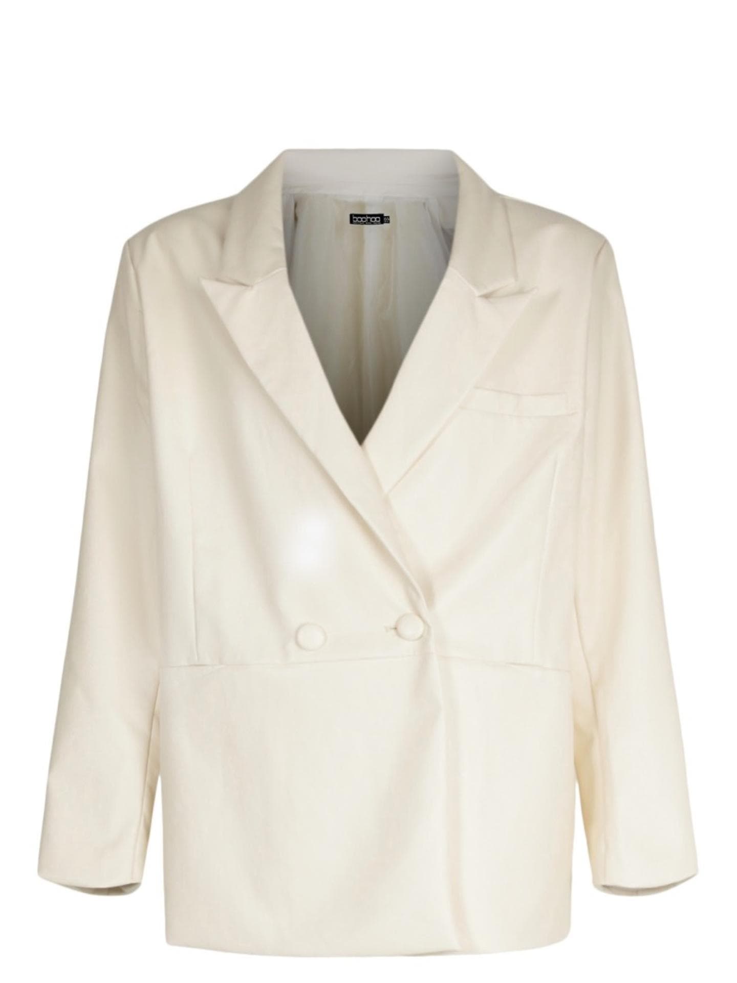Boohoo PU Blazer weiß
