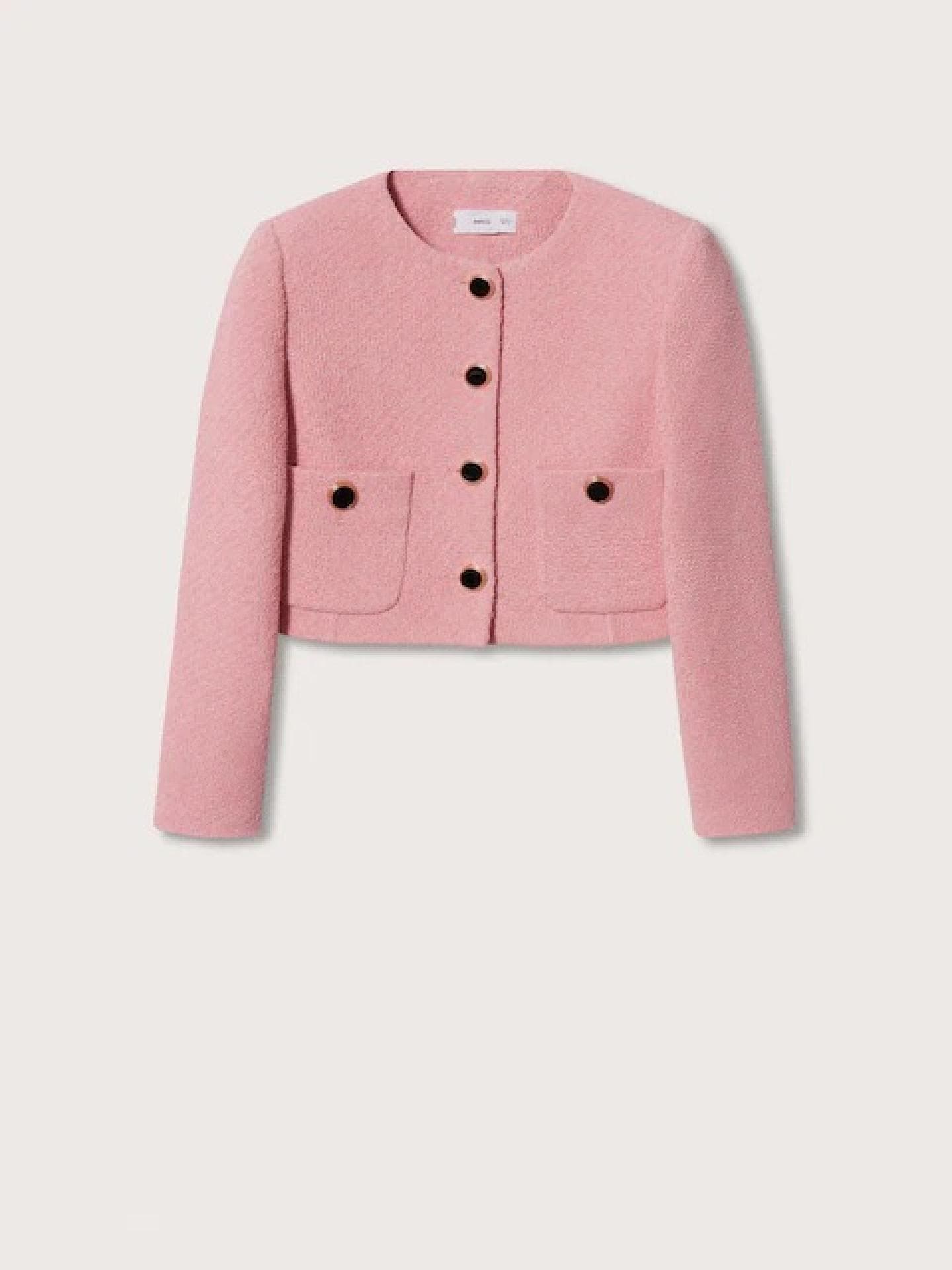 Mango Tweed Jacke rosa