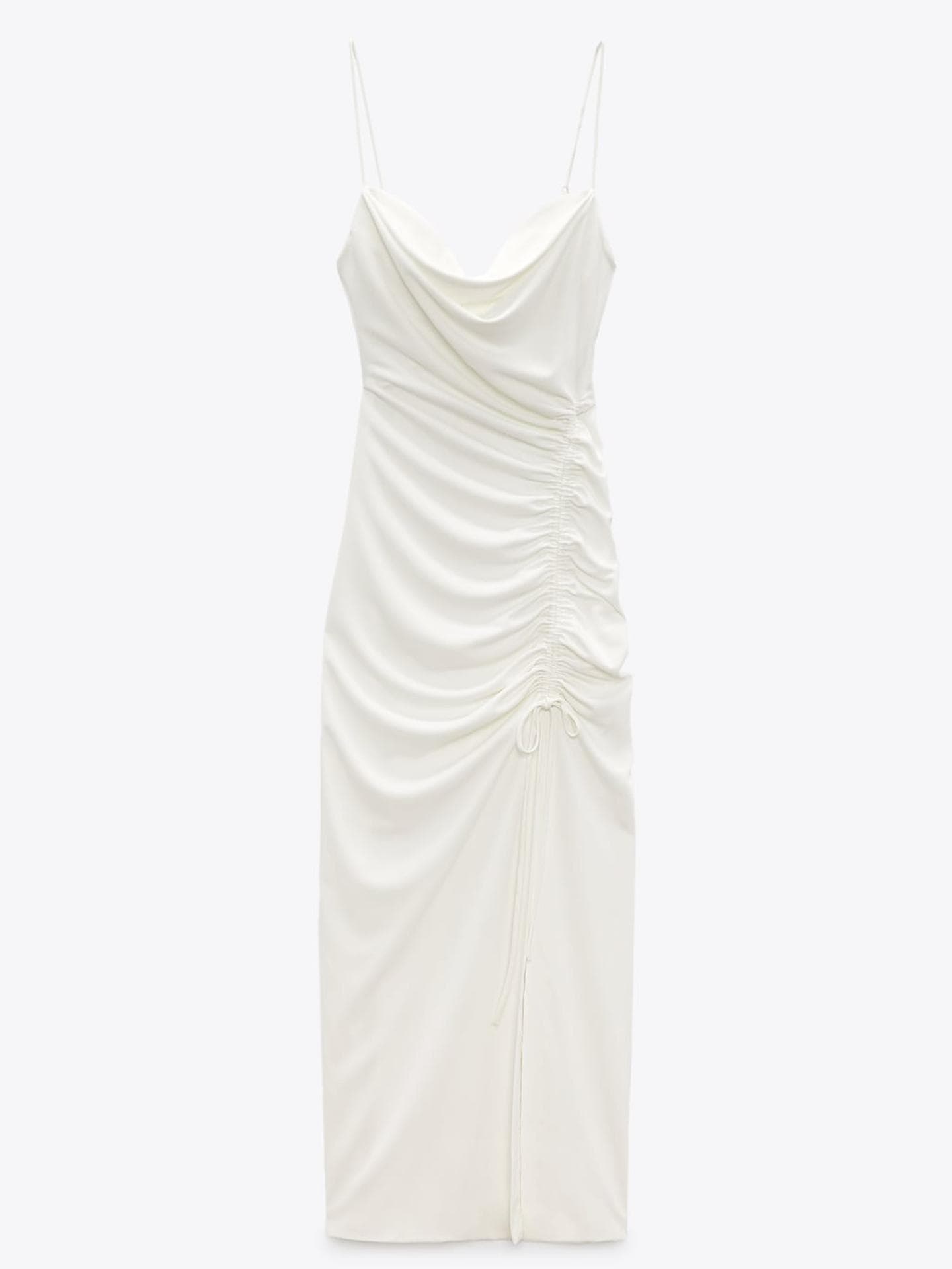 Zara Kleid mit Zierfalten weiß
