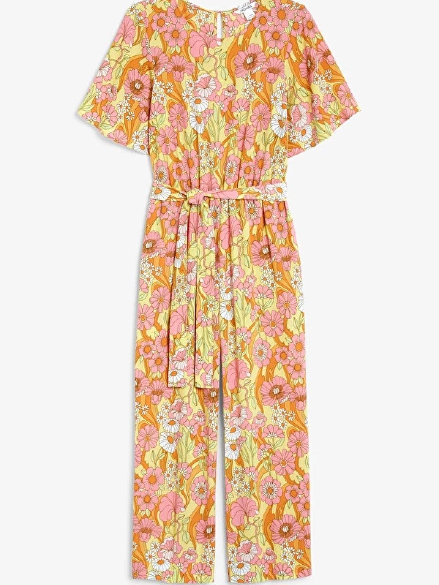 Blumenmuster Jumpsuit orange rosa