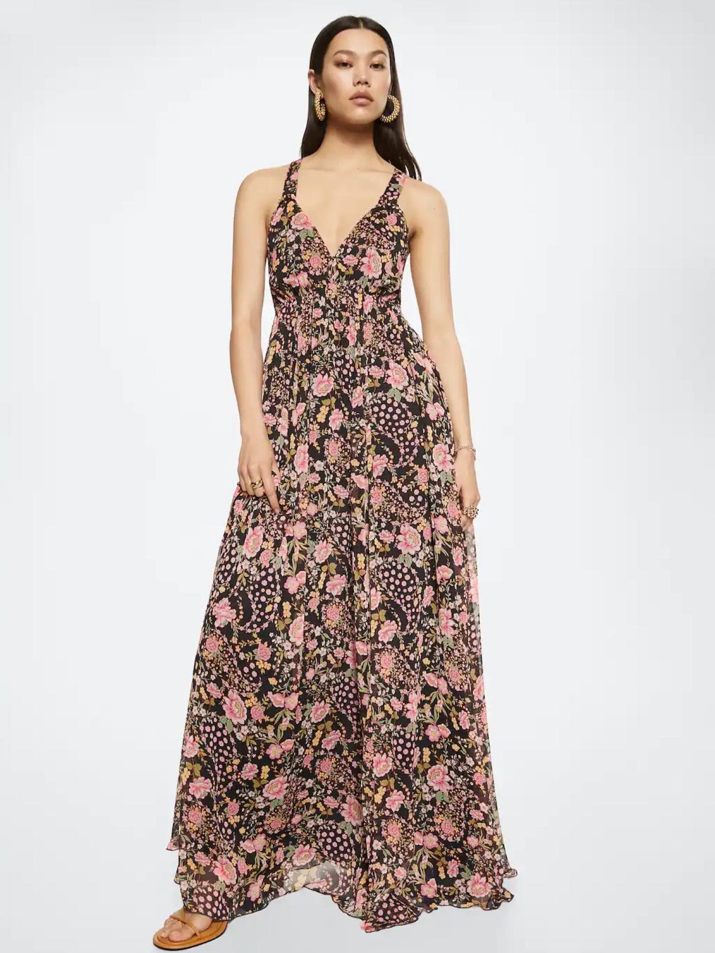 Geblümtes Chiffon-Kleid Mango