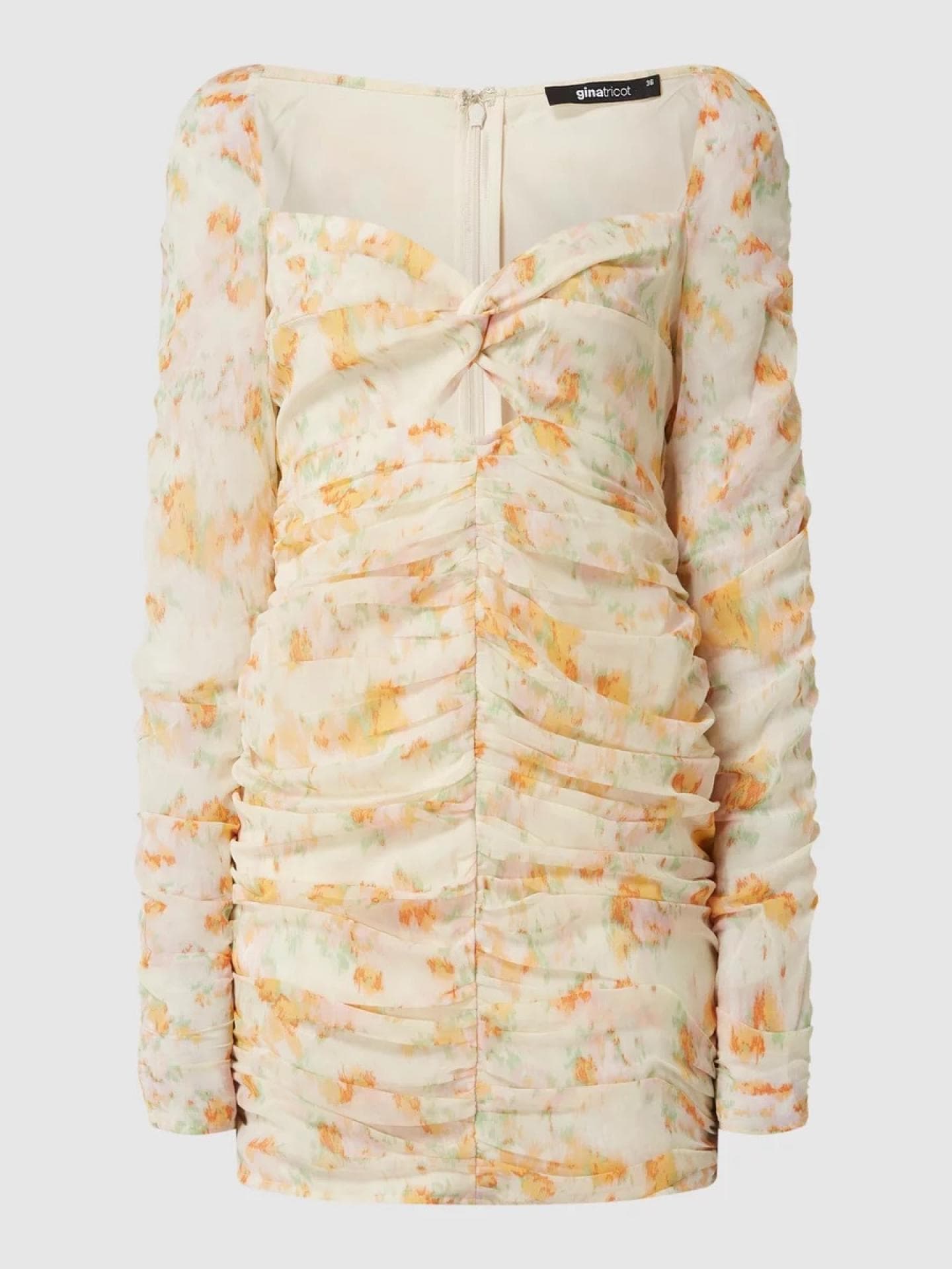 Gina Tricot Kleid mit Cut Out hellgelb