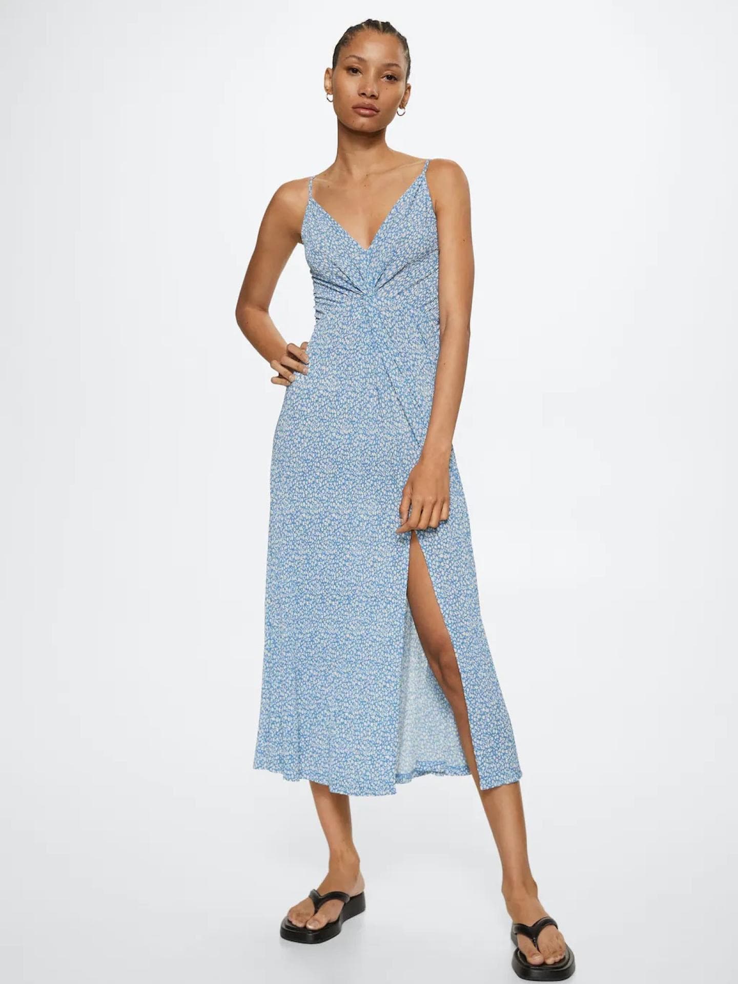 Kleid mit Blumendruck Mango blau