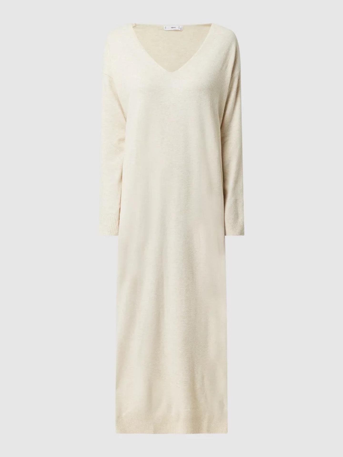 Mango Strickkleid mit überschnittenen Schultern Modell 'Canada' - Weiß