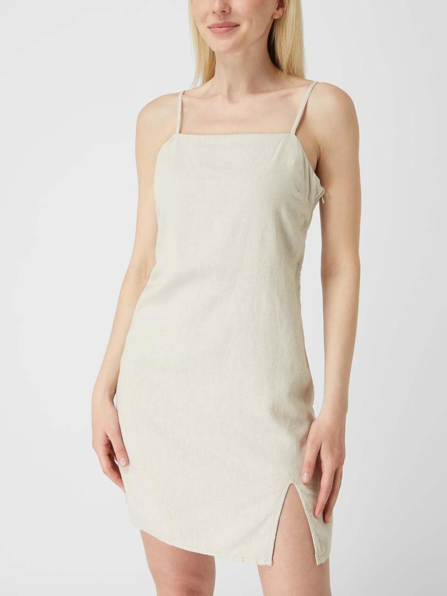 Only Minikleid aus Leinenmischung Modell 'Caro' - Beige