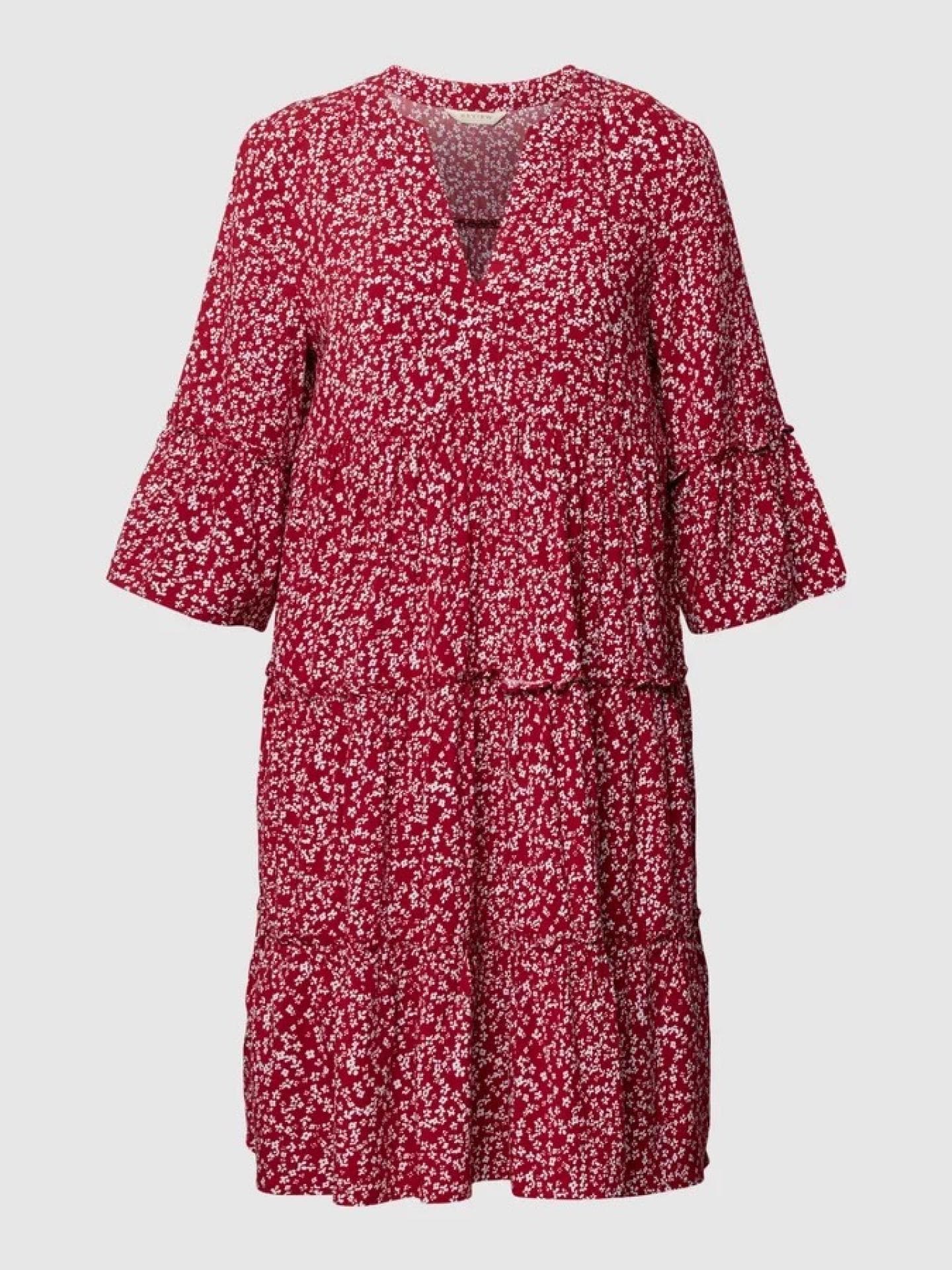review knielanges kleid mit floralem Allover Muster Rot