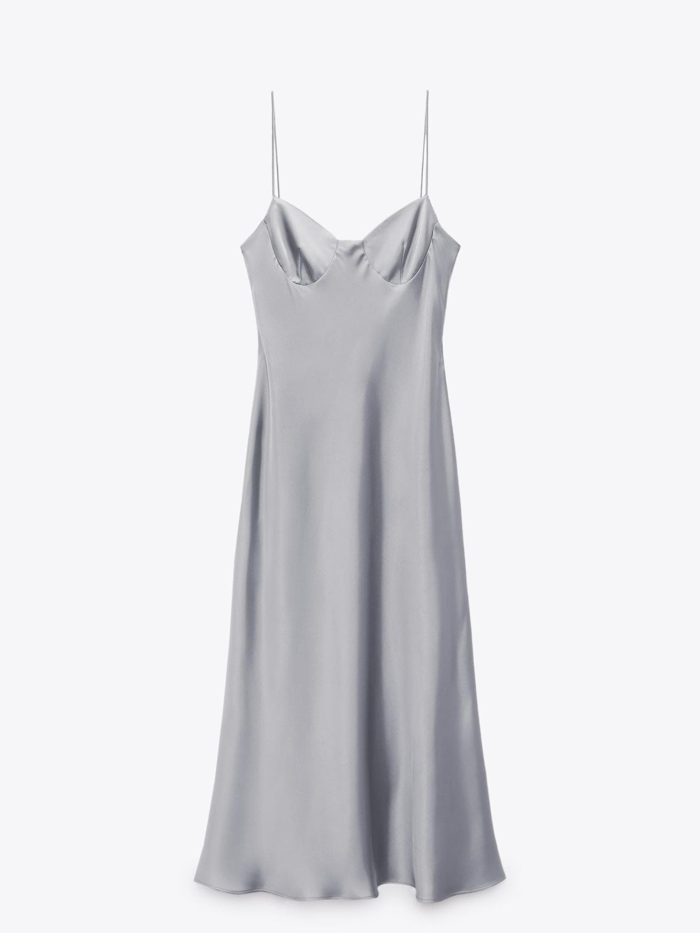 graues Satinkleid ZARA 