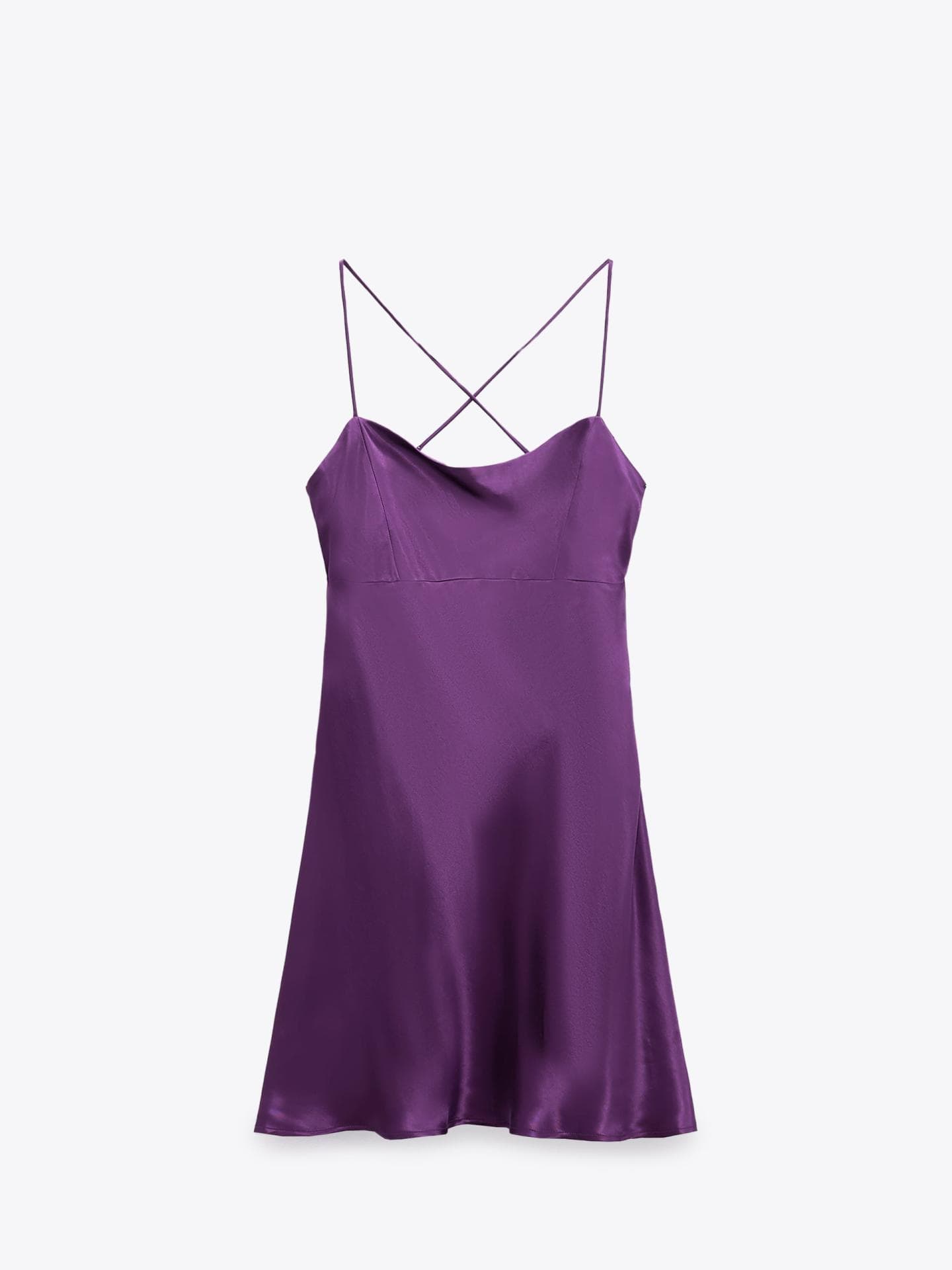 ZARA satiniertes Kleid Lingerie Optik Lila