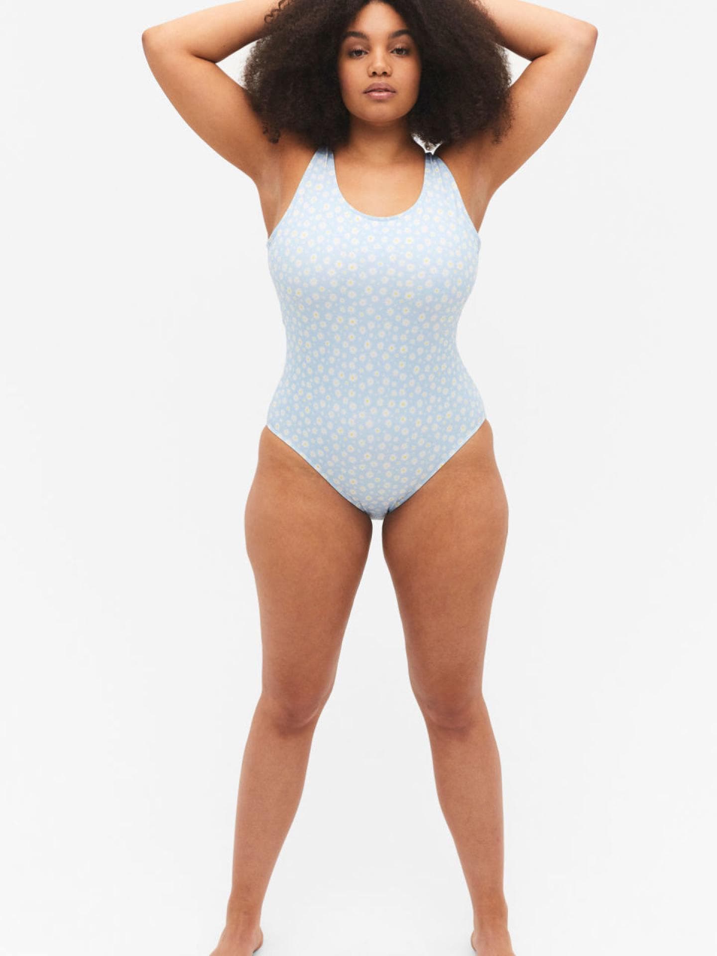 Badeanzug mit Gänseblümchen Monki blau