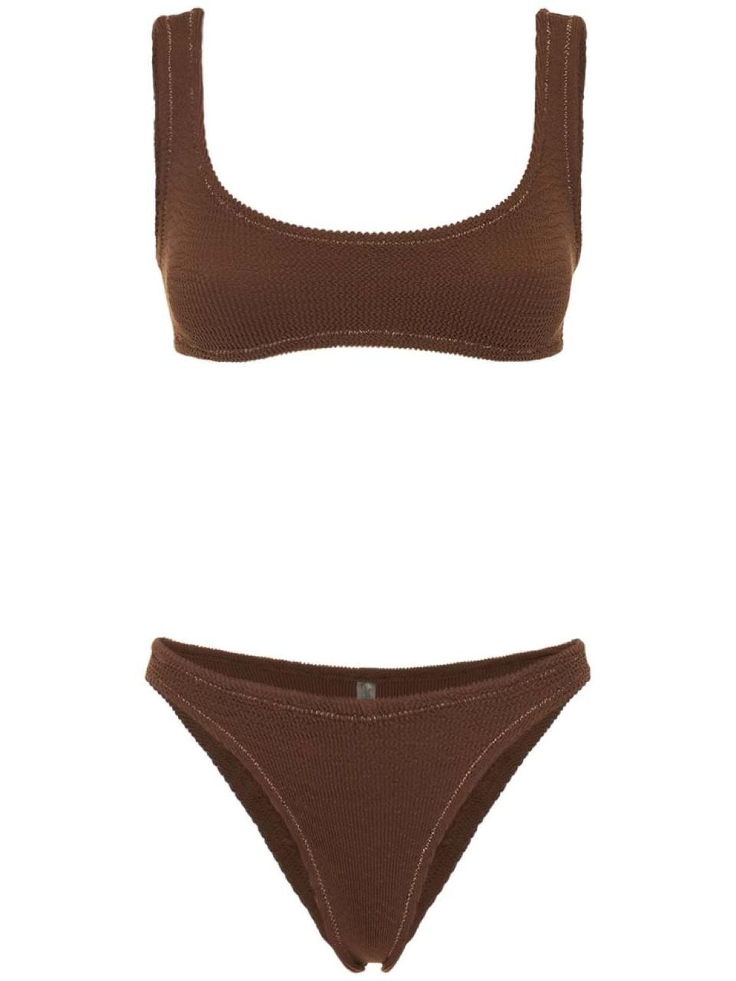 Bikini "Ginny" in Braun mit breiten Trägern und Rippenstoff von Reina Olga