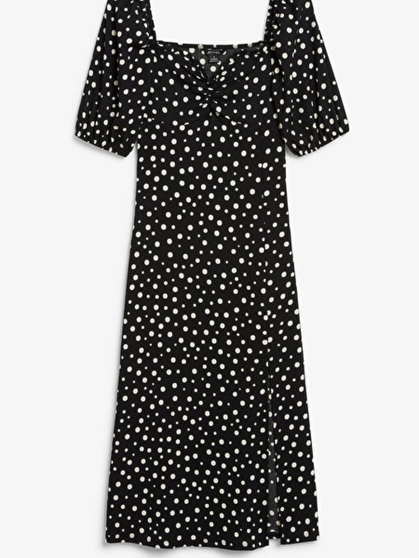 gepunktetes Kleid Monki schwarz weiß