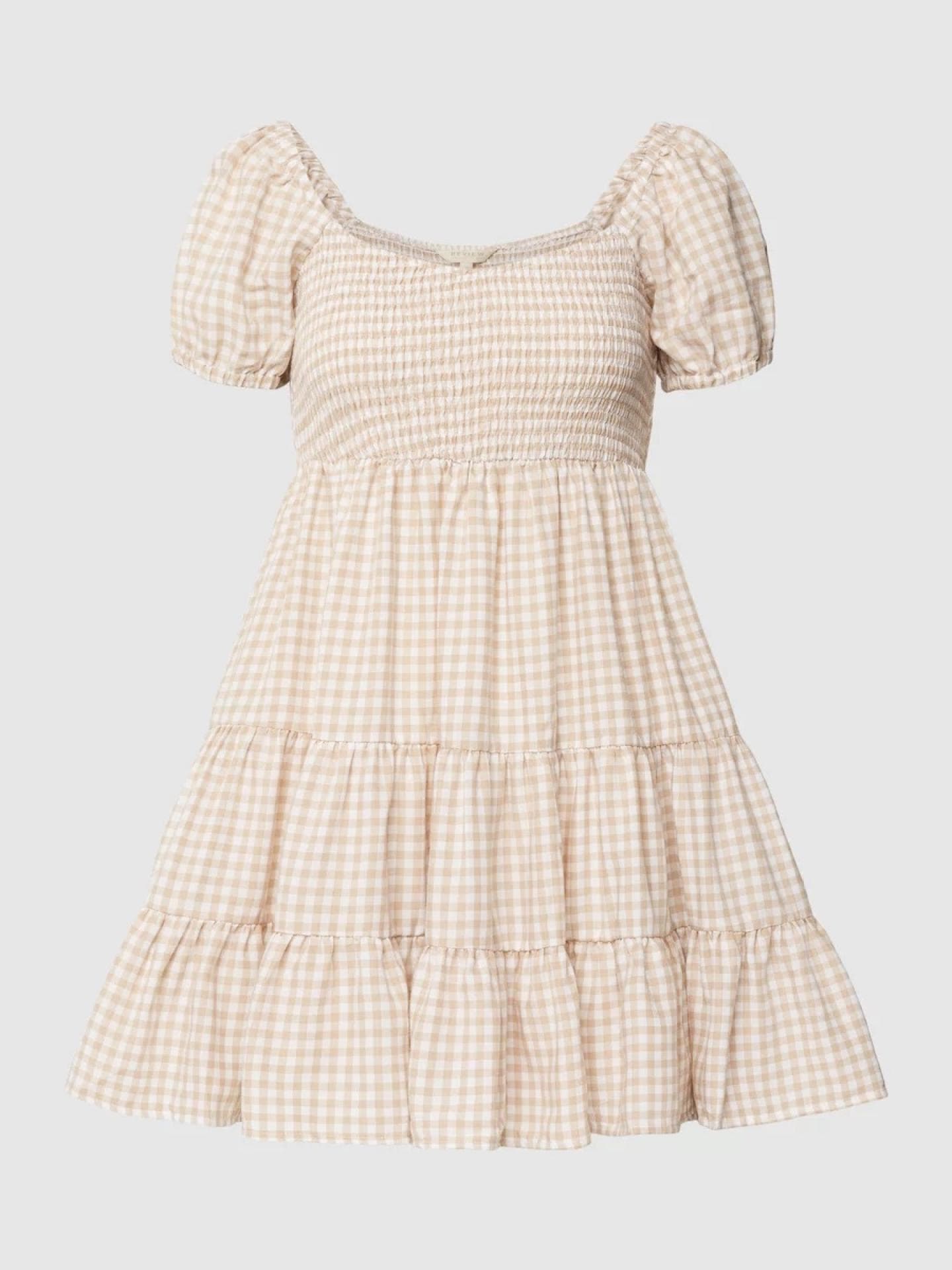REVIEW Minikleid mit Vichy-Karo - Hellbraun