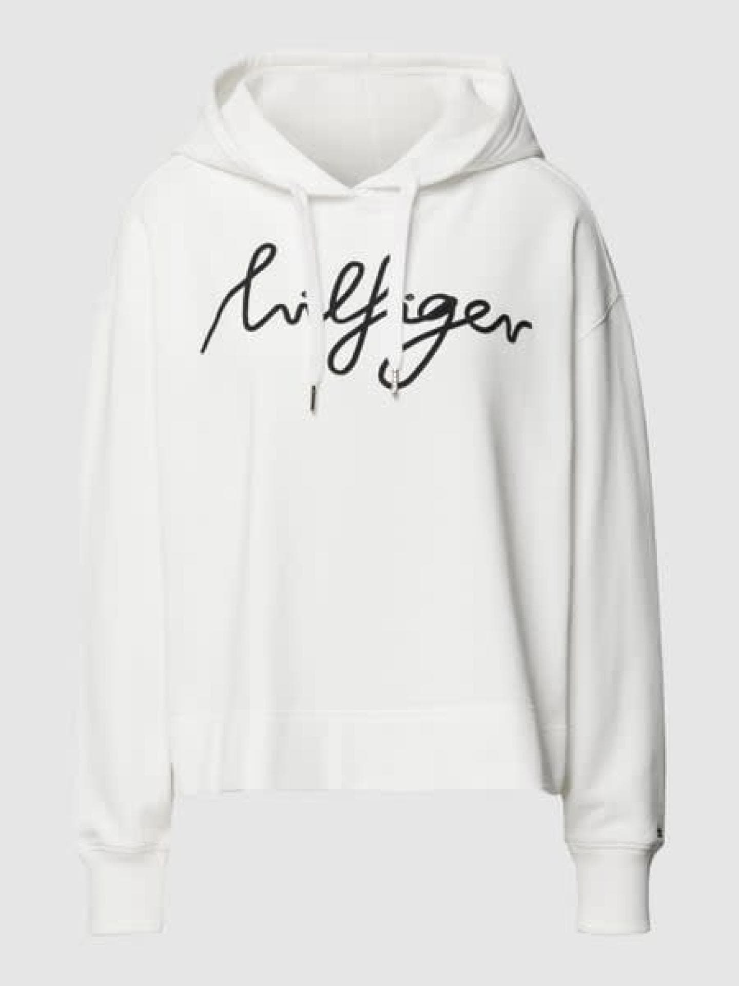 Tommy Hilfiger Hoodie mit Label-Stitching - Offwhite