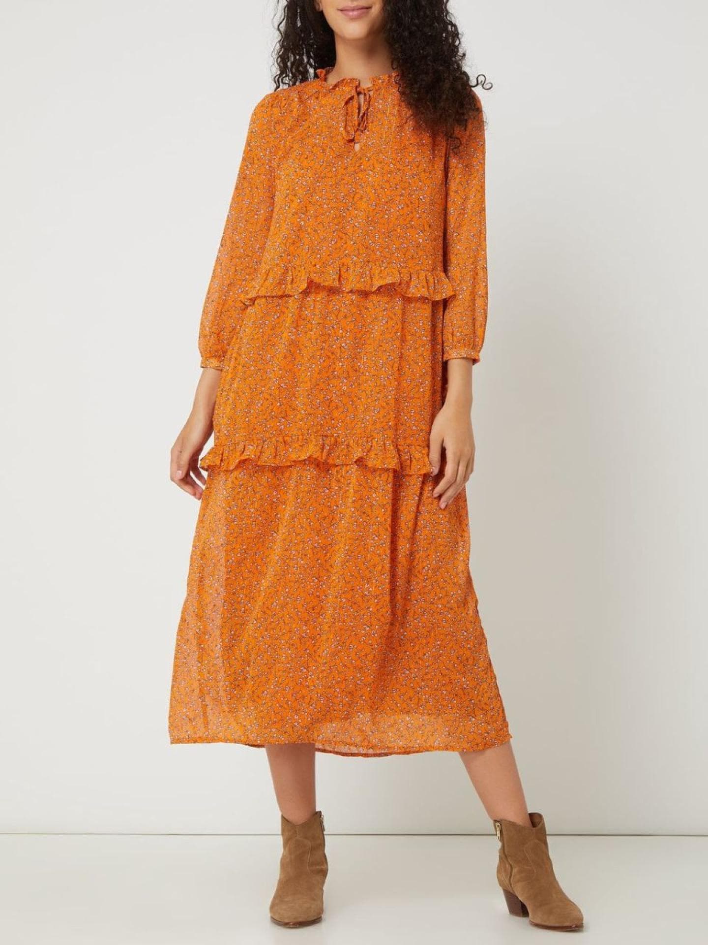 Jake*s Casual Kleid mit Allover-Muster - Apricot