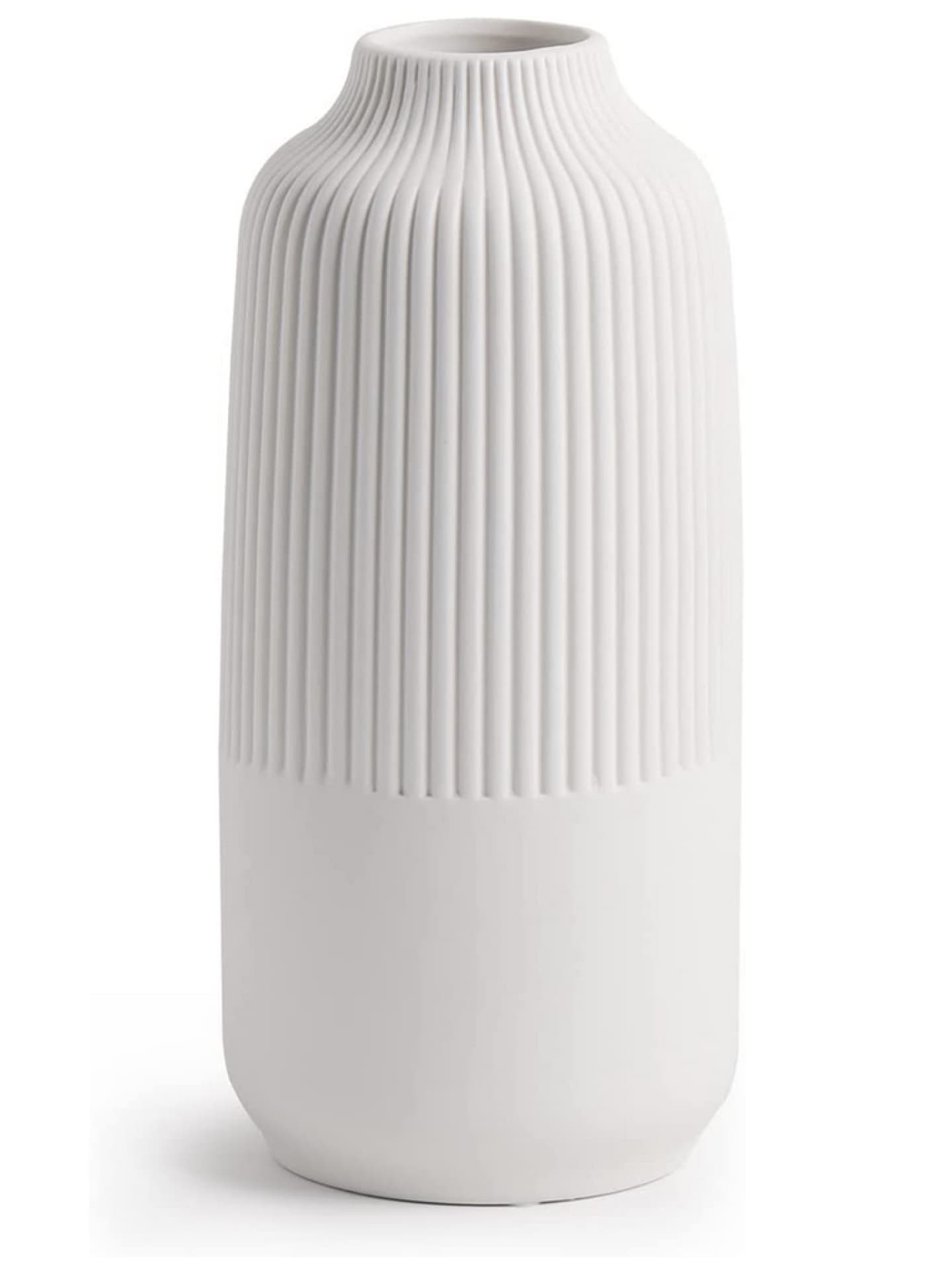 Pevfeciy Keramik Vase Weiß Matt, Handmade Vasen Blumenvase Modern für Pampasgras