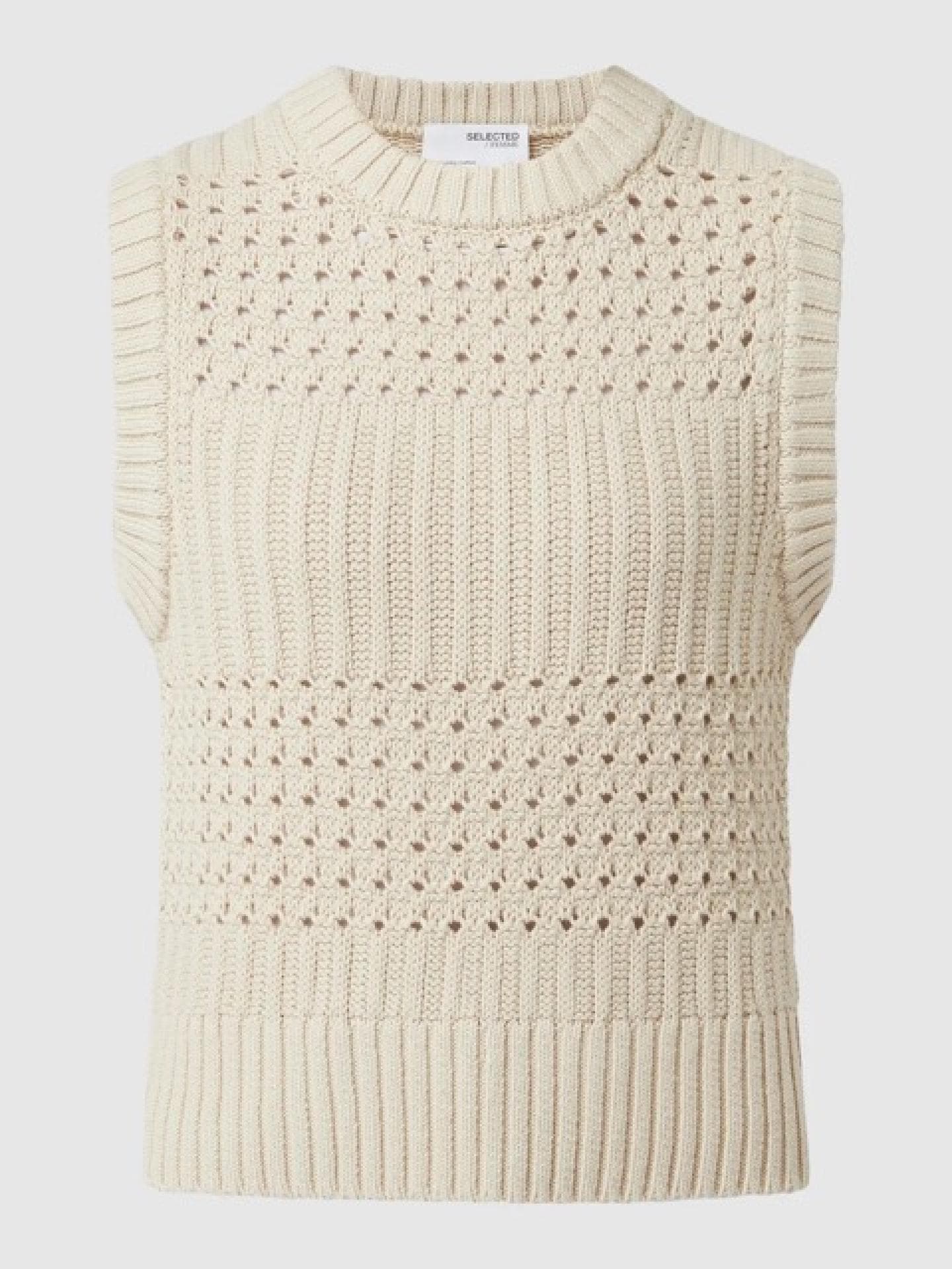 Selected Femme Stricktop mit Lochmuster Modell 'Cruise' - Ecru Medium