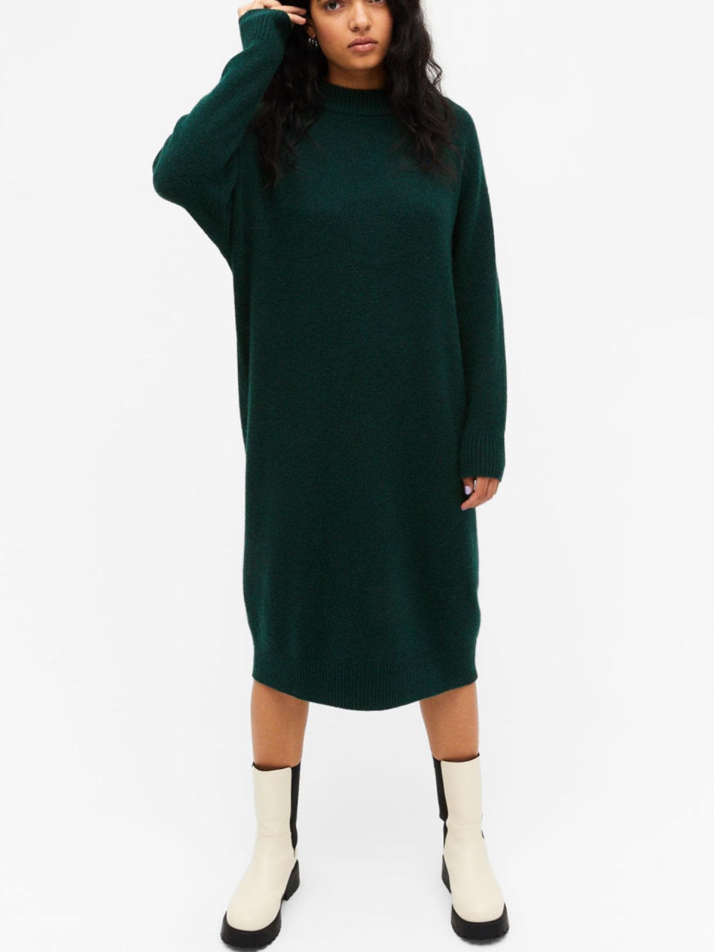 Monki Oversize-Strickkleid in Midilänge
