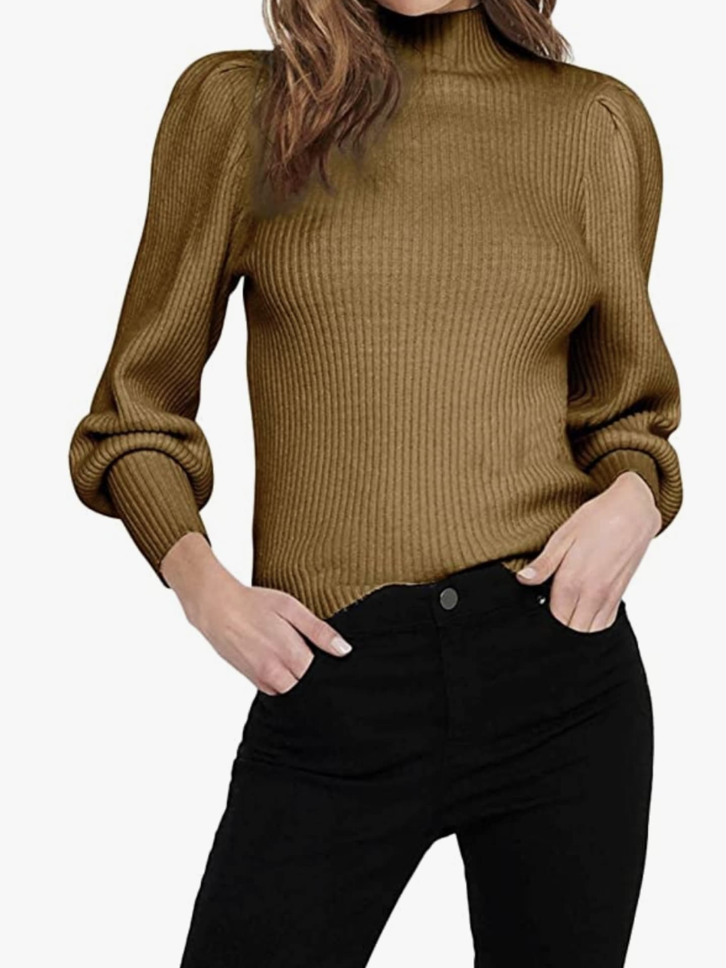 ONLY Female Strickpullover Hoher Kragen braun