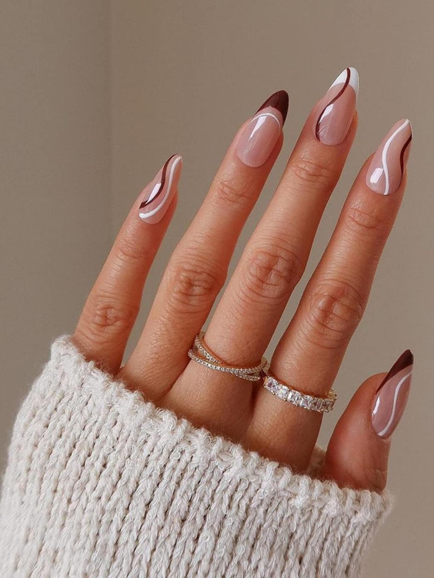 Weiß Braun French Nails