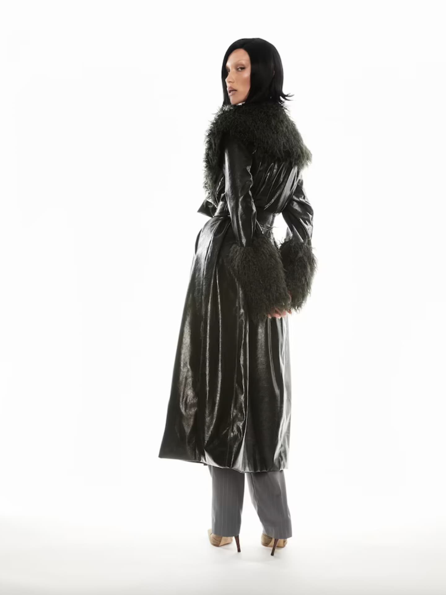 Schwarzer ledermantel mit Fell About You Bella Hadid