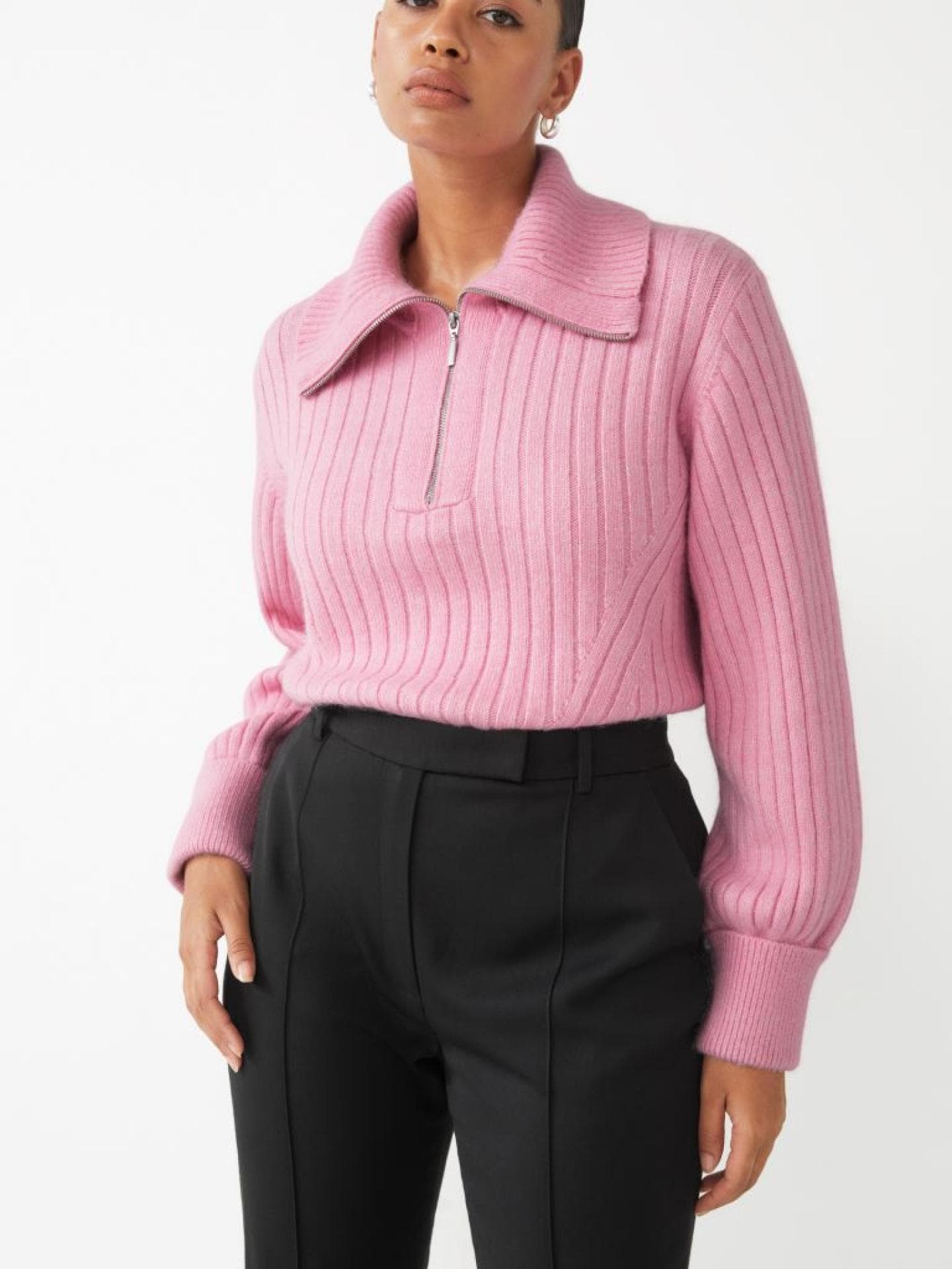 Strickpullover mit weitem Kragen rosa &other Stories