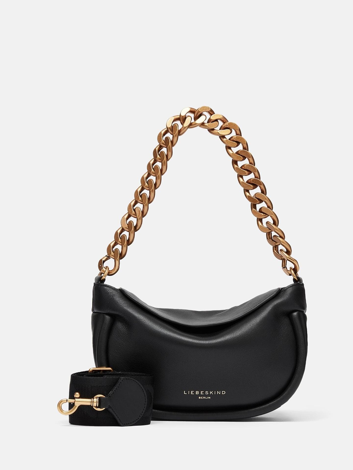 Fab 3 Hobo S Liebeskind Berlin Ledertasche mit goldfarbenen Kettenriemen