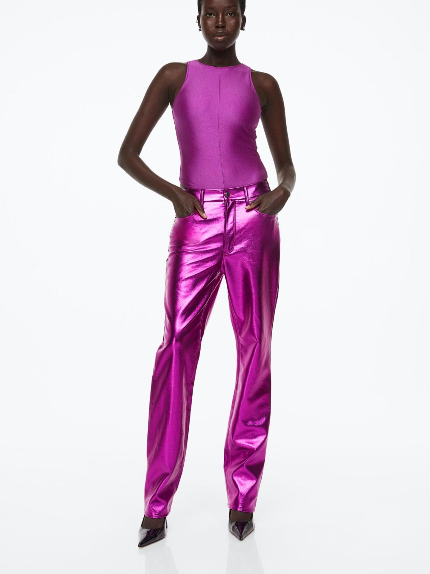 Good Icon pink metallische Hose Good American