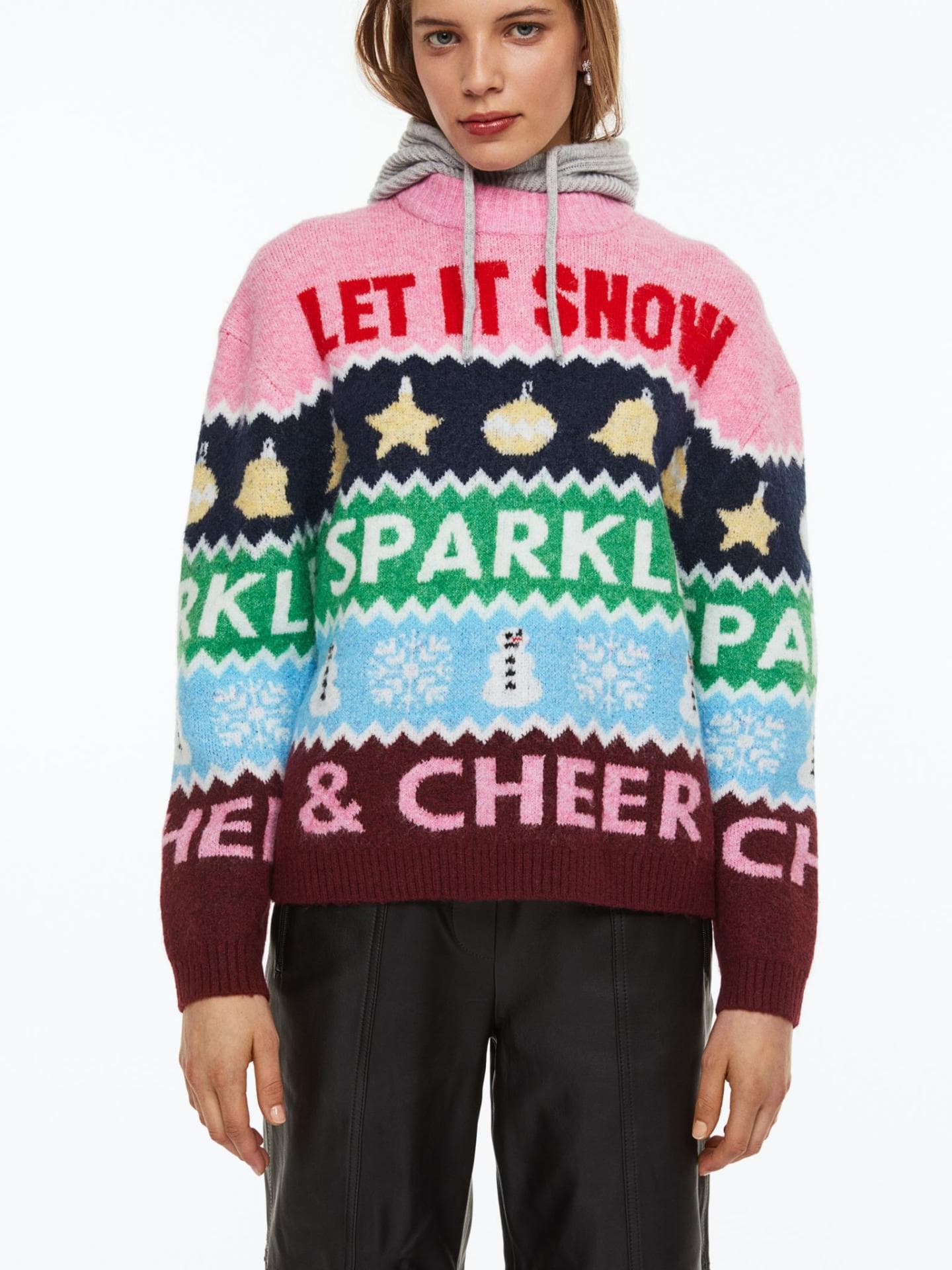 Jacquard-Pullover H&M mit Schrift und Muster