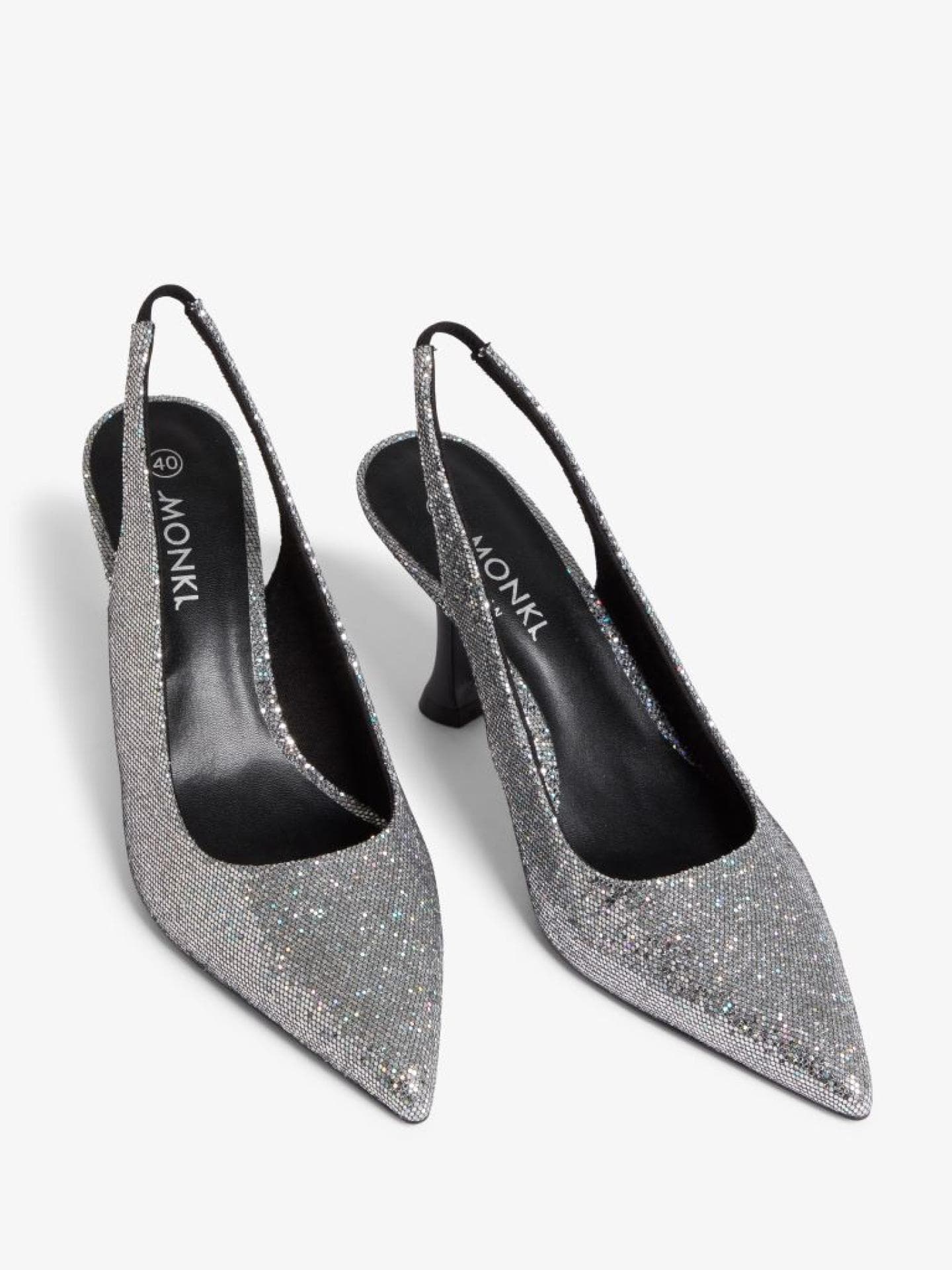 Monki Spitze Slingbacks silber