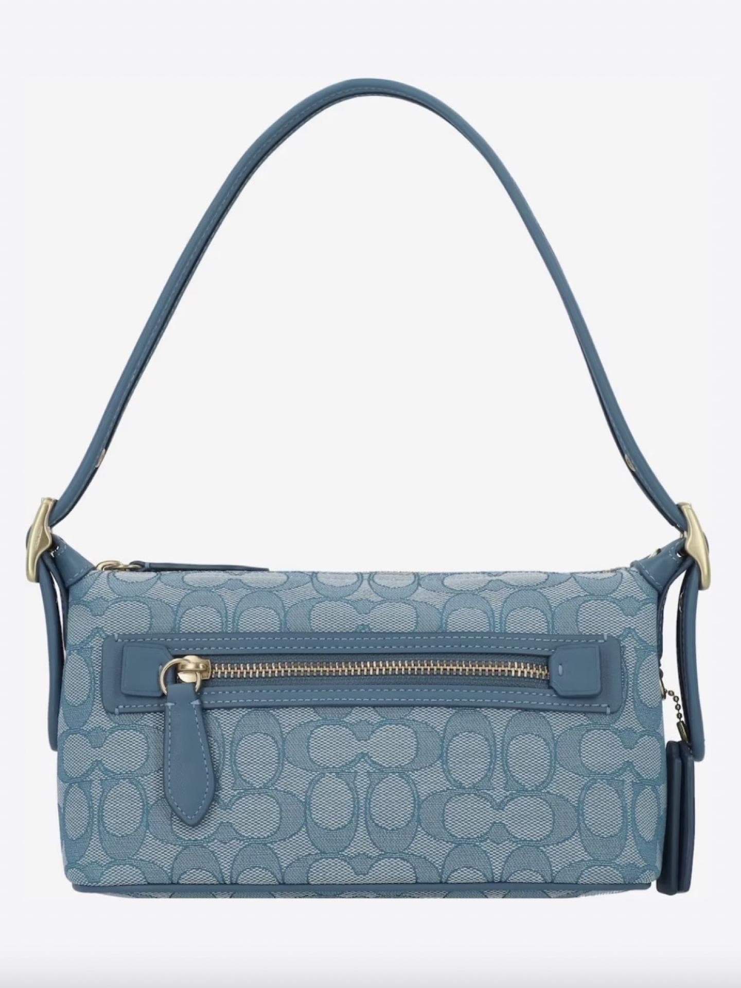 Schultertasche hellblau taubenblau Coach Large