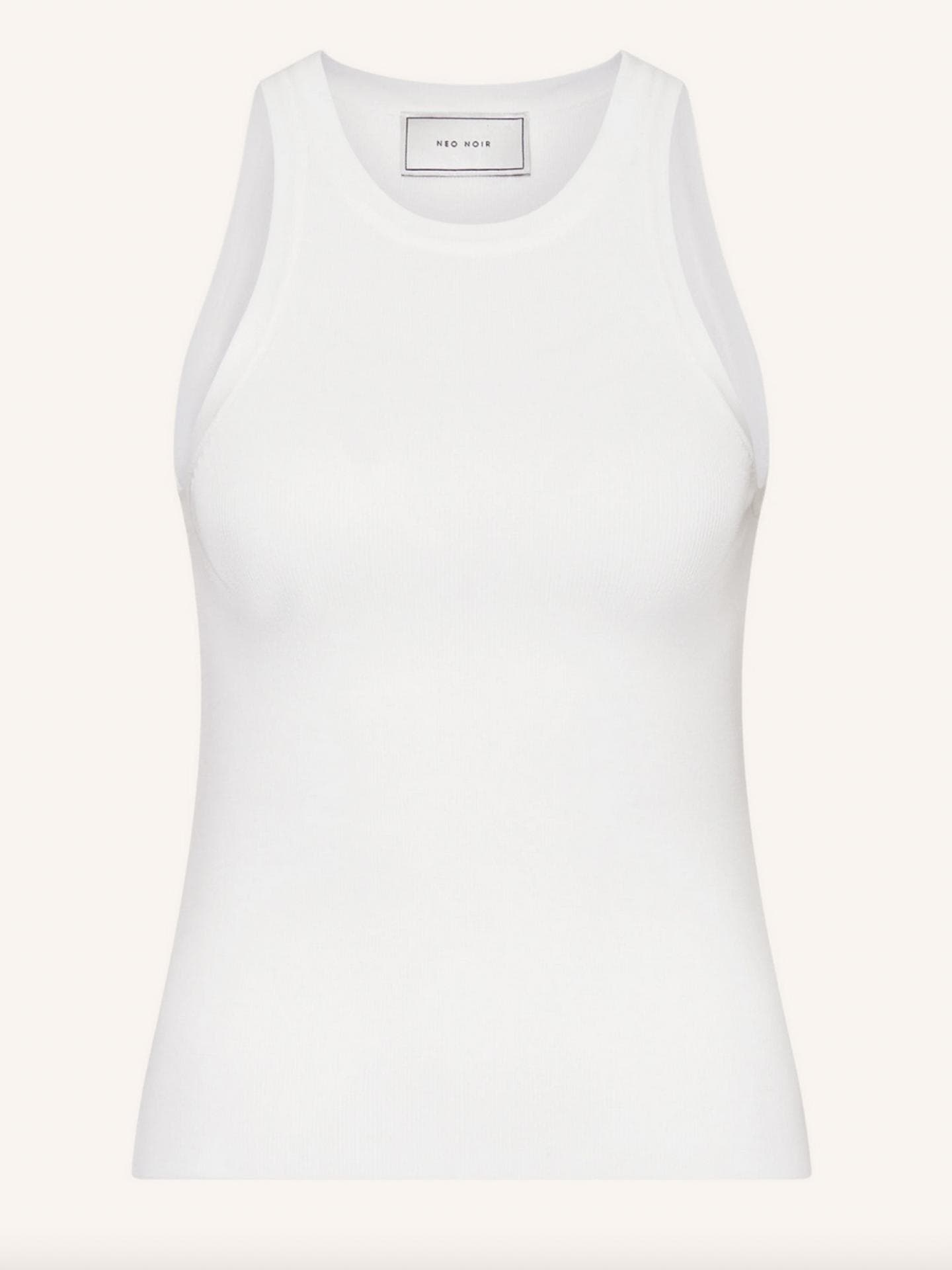 Weißes Top mit Rippstruktur über Breuninger, ca. 40 Euro