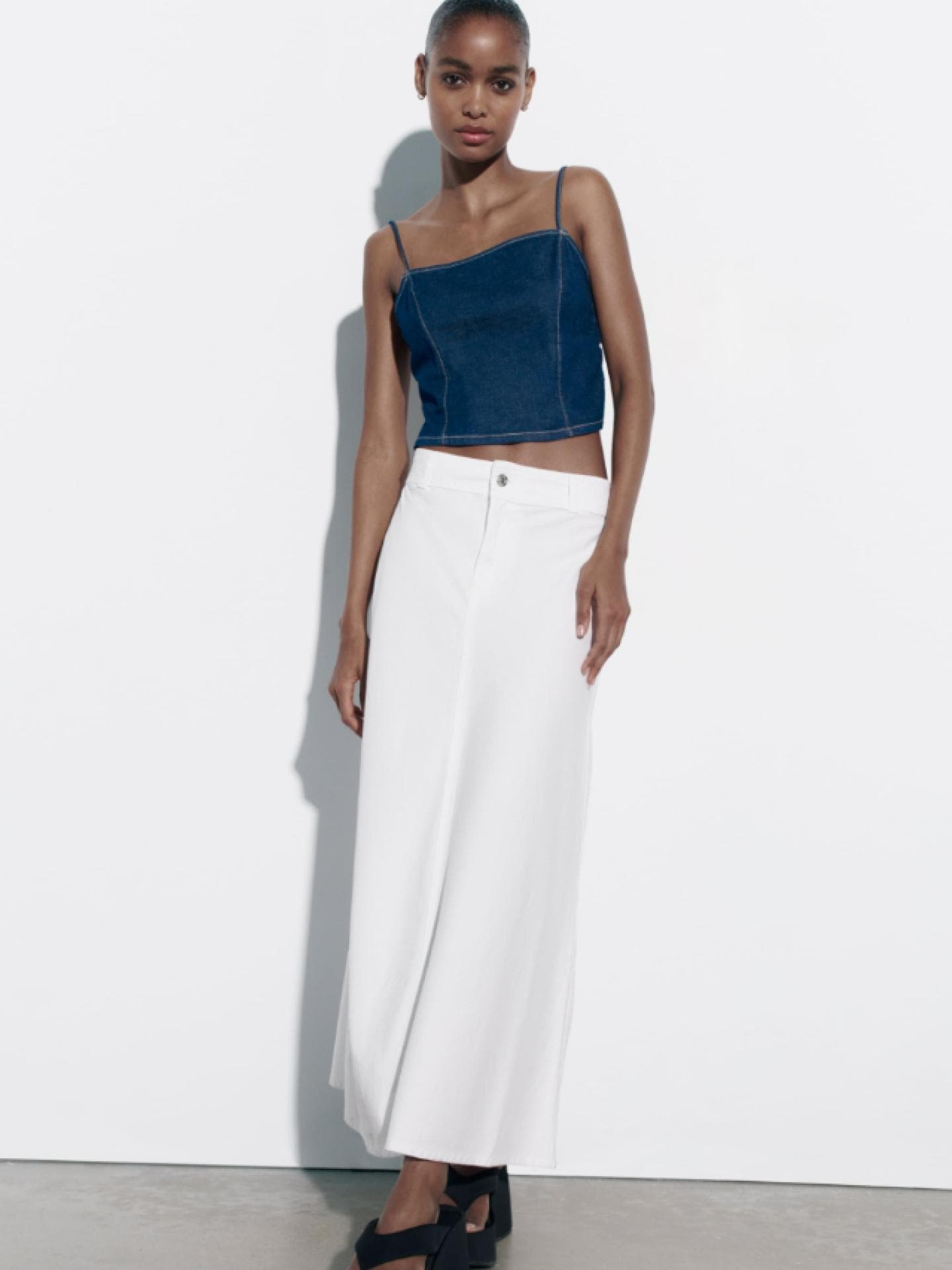 Weißer Maxirock aus Denim von Zara