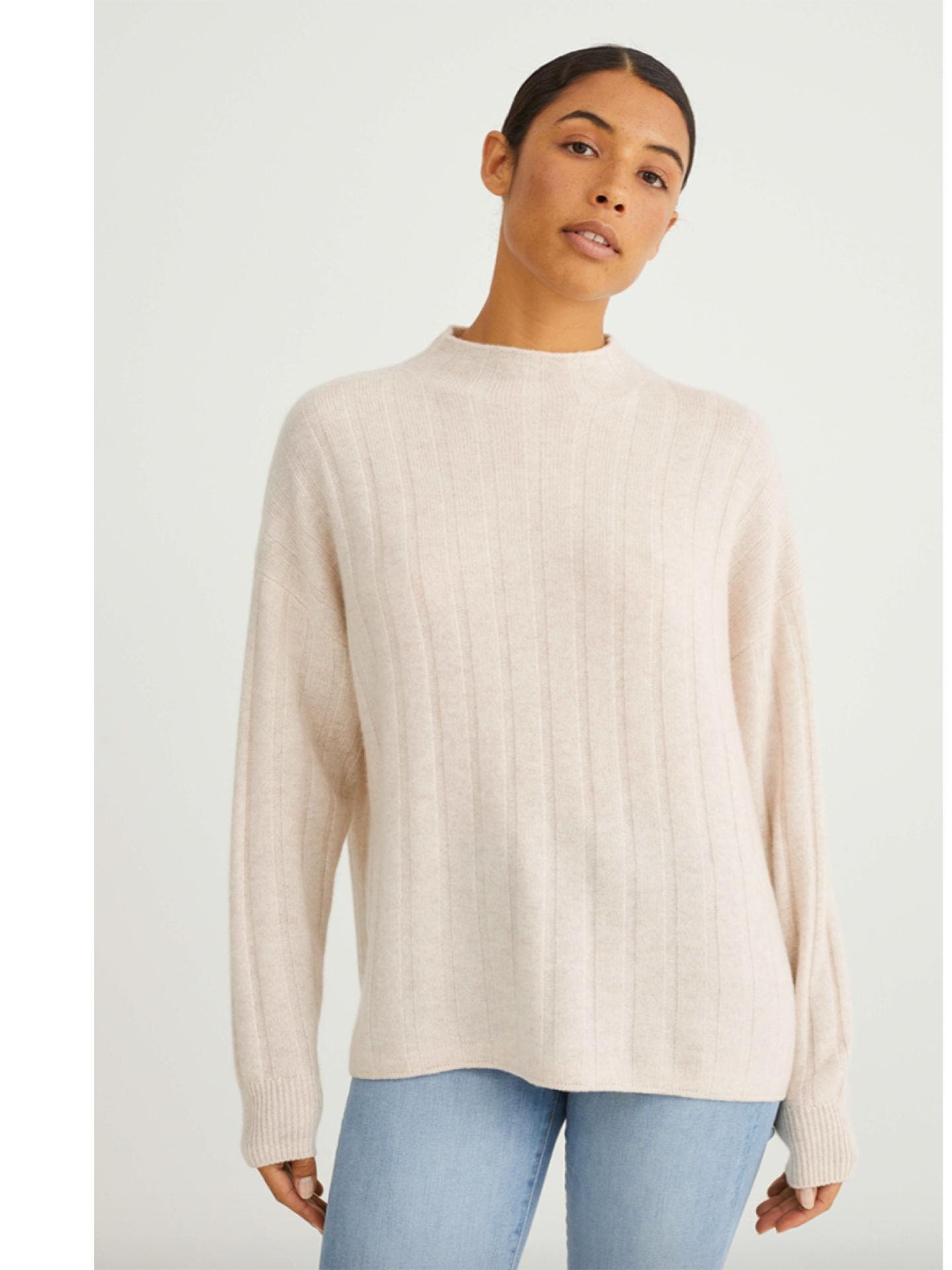 Cremefarbener Kaschmirpullover von C&A