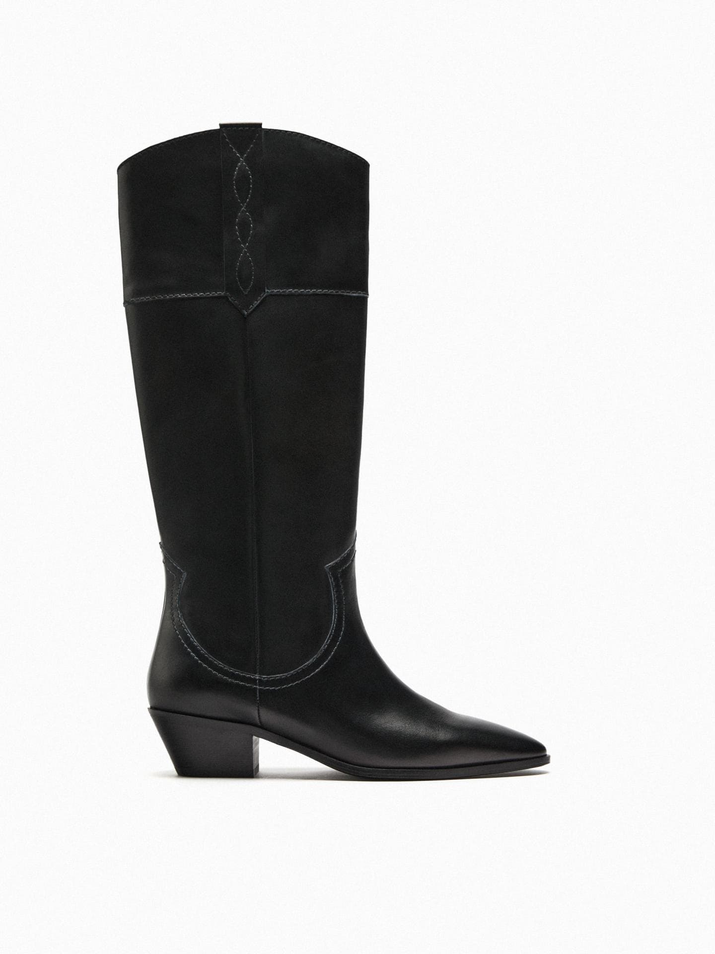 COWBOYSTIEFEL AUS LEDER schwarz Zara