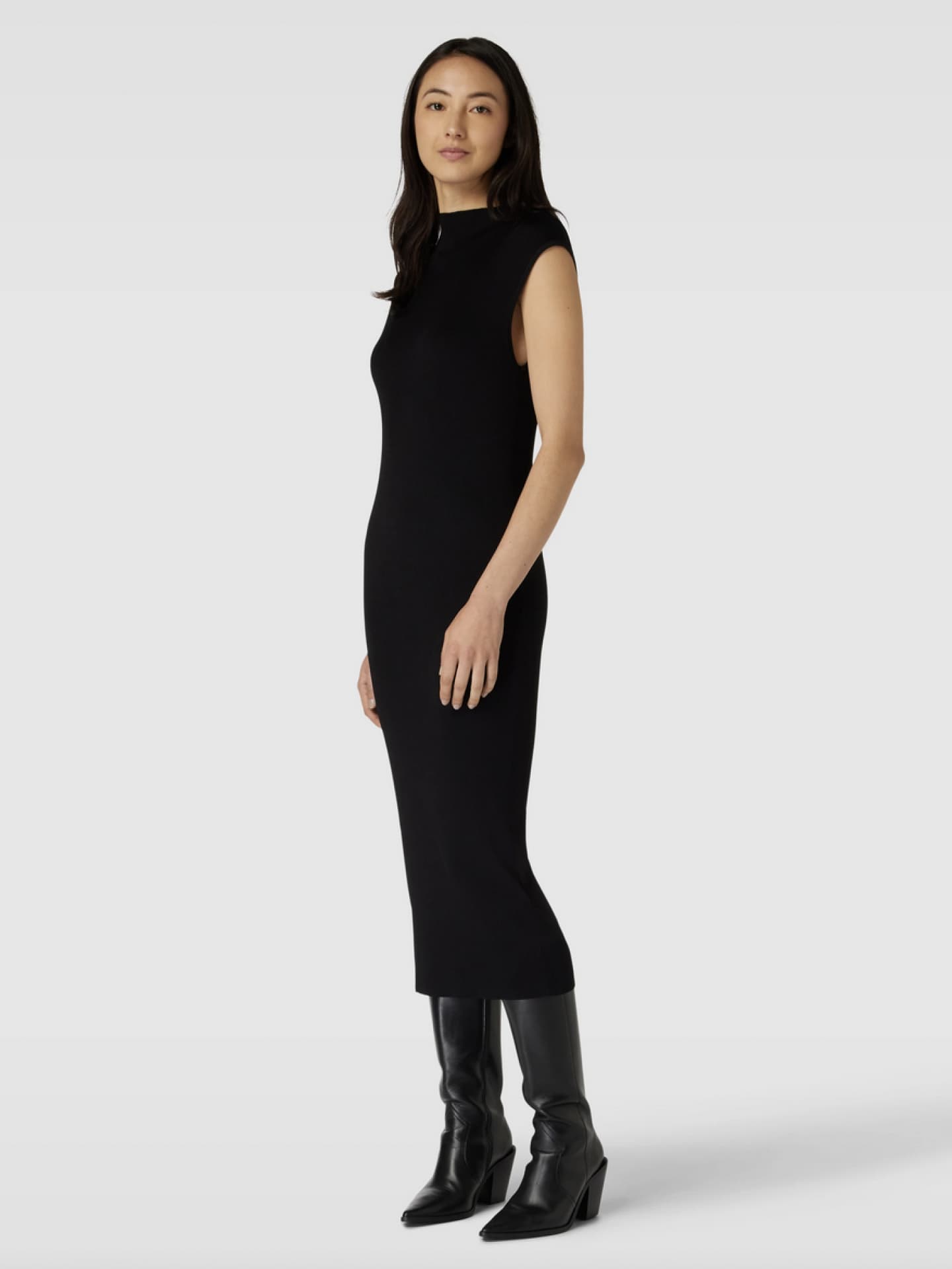 Selected Femme Strickkleid mit Turtleneck Modell 'CARO' in schwarz