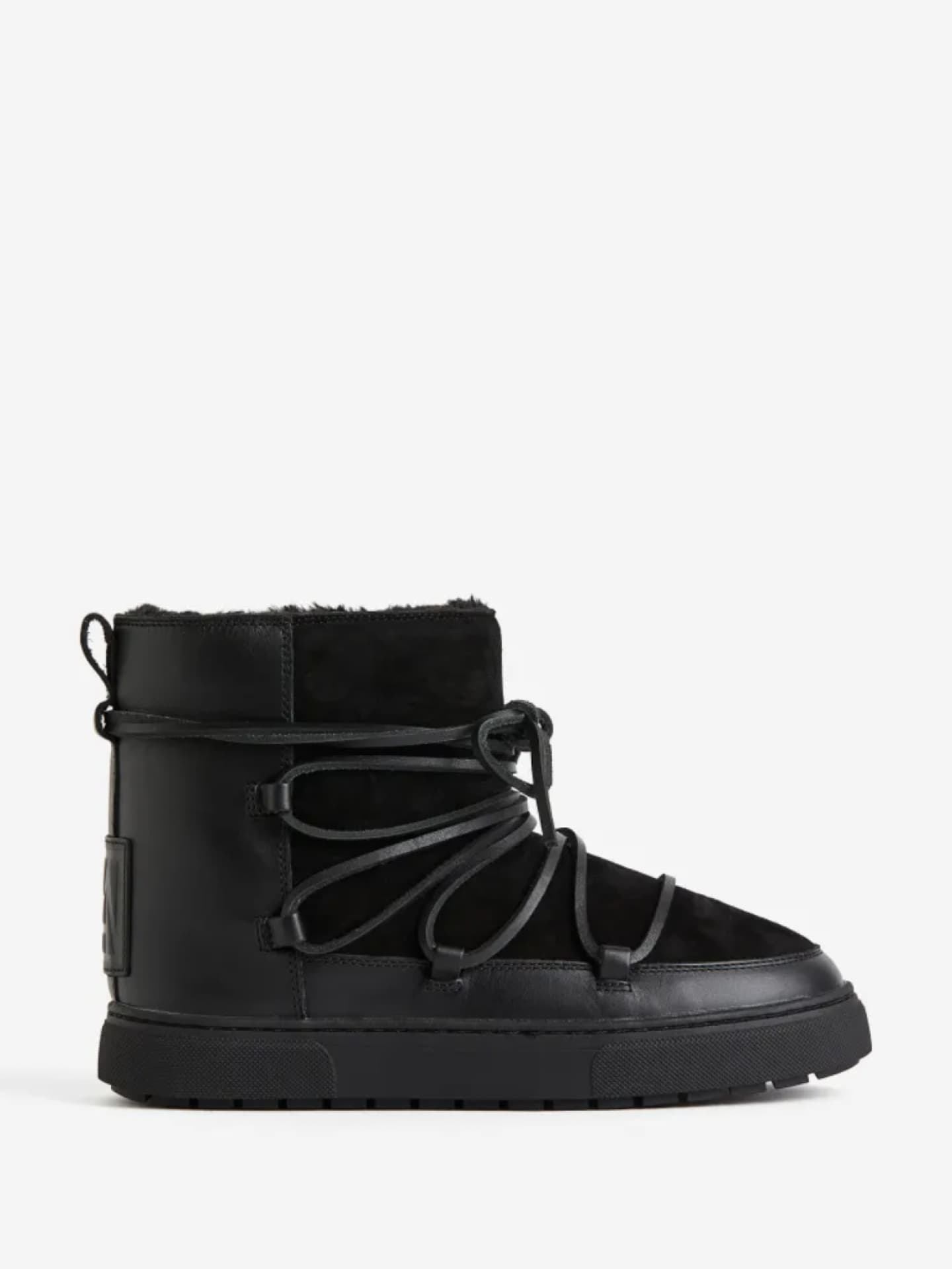 Gefütterte Boots aus Veloursleder H&M in Schwarz